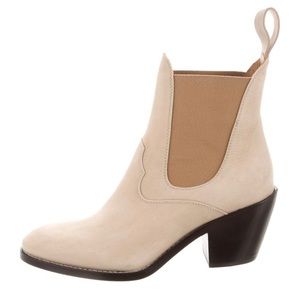 Chloé Cream Suede Booties